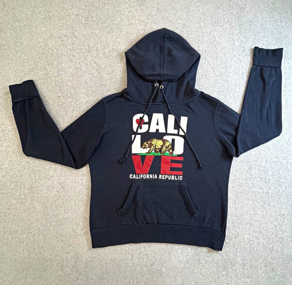 Reflex Boys Hoodie Pullover Size L Black Fleece California Republic Bear Graphic